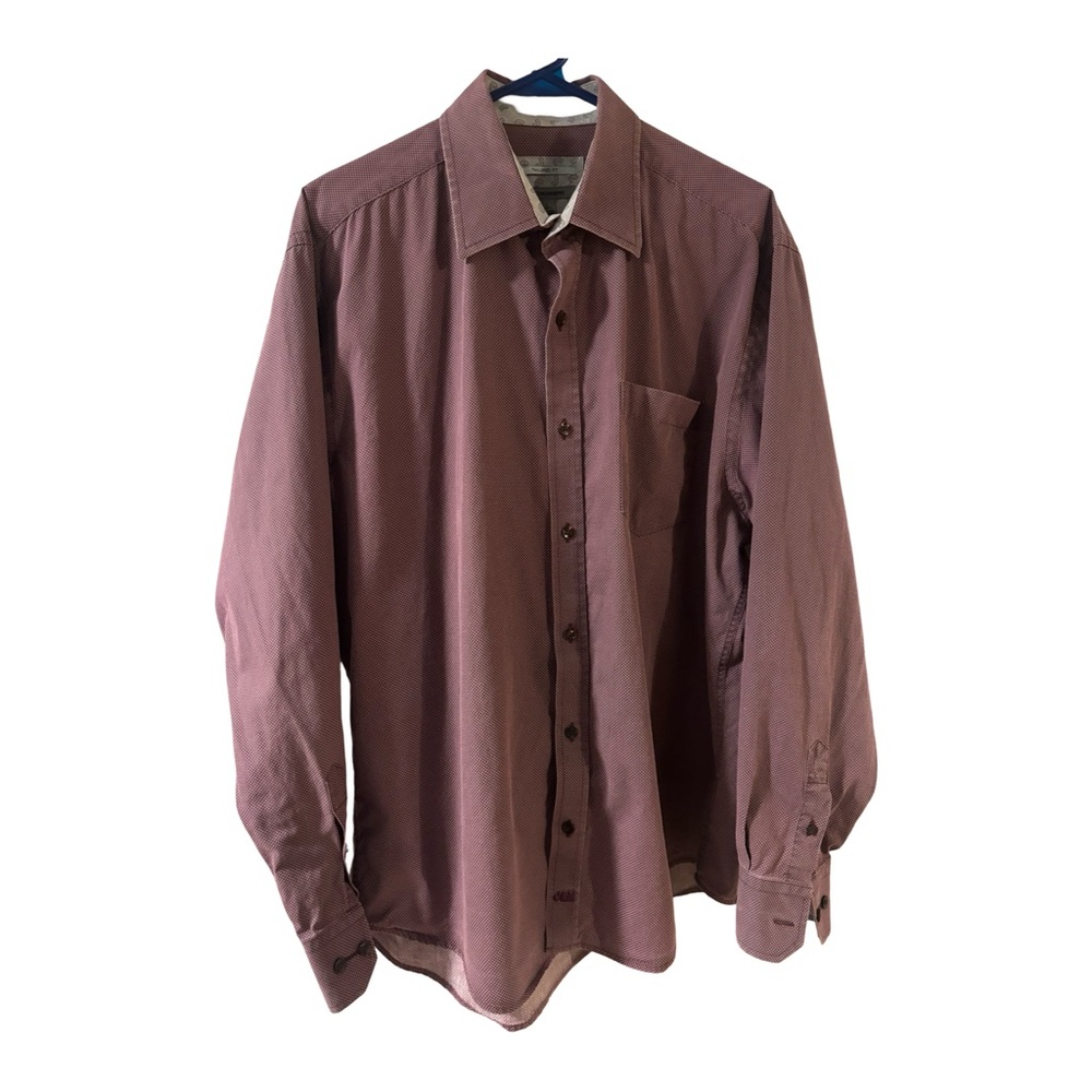 Johnston & Murphy Men’s Mauve Polka Dot Cotton Dress Career Shirt Size Large